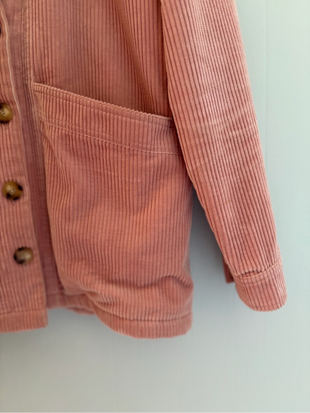 Sezane Will Jacket Womens Small Pink Corduroy Shearling Collar Coat - Picture 10 of 16